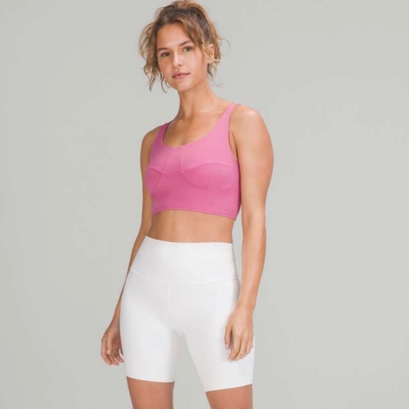 NWT Lululemon Nulu Front-Darting Yoga Bra Pink Blossom Crop - Picture 5 of 5